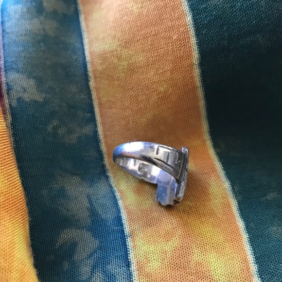 Rare Aztec Jaguar Warrior 925 Silver 18K Gold leaf Ring Size 4.5 - Picture 6 of 7